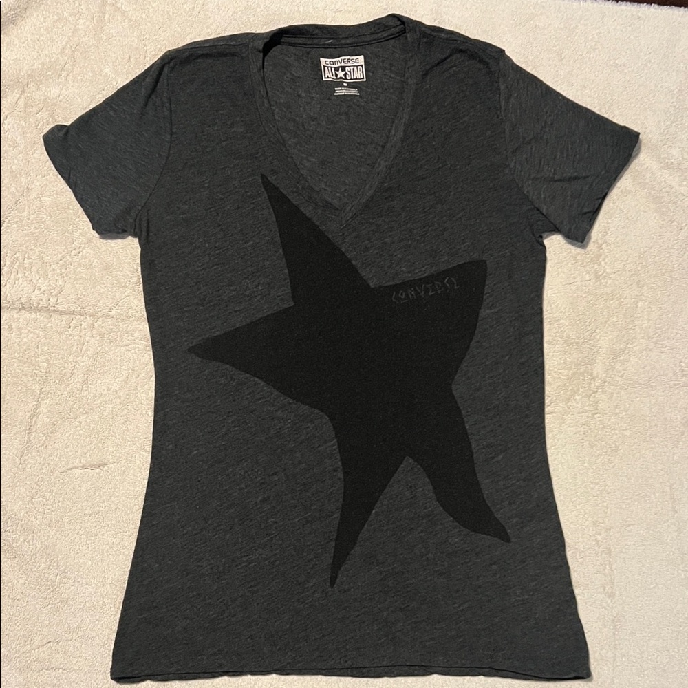 (2 for $25) Converse All Star Dark Gray V-Neck Tee with Black Star